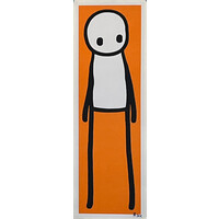 STIK STANDING FIGURE ORANGE PRINT SIGNED IN BLUE WITH AUTOGRAPHED SKETCH
