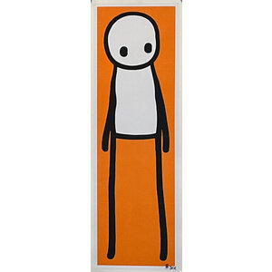 STIK STANDING FIGURE ORANGE PRINT SIGNED IN BLUE WITH AUTOGRAPHED SKETCH STIK STANDING FIGURE ORANGE PRINT SIGNED IN BLUE WITH AUTOGRAPHED SKETCH