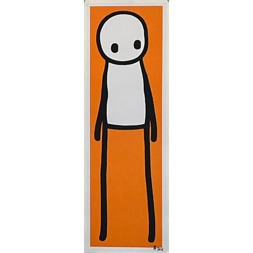 STIK STANDING FIGURE ORANGE PRINT SIGNED IN BLUE WITH AUTOGRAPHED SKETCH