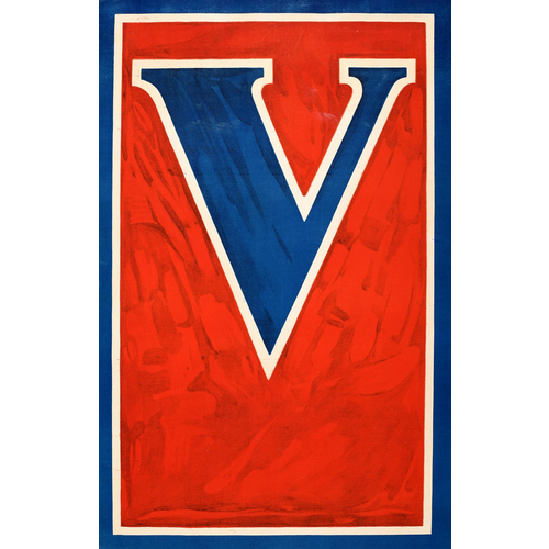 V (SINGLE BLUE LETTER) WWI LIBERTY LOAN POSTER FRAMED V (SINGLE BLUE LETTER) WWI LIBERTY LOAN POSTER FRAMED