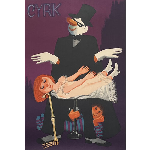 CYRK POLISH CIRCUS POSTER BOY, MAGICIAN AND LADY CYRK POLISH CIRCUS POSTER BOY, MAGICIAN AND LADY