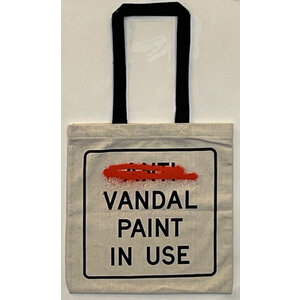 Banksy BANKSY CUT AND RUN EXHIBITION TOTE VANDAL PAINT IN USE Banksy BANKSY CUT AND RUN EXHIBITION TOTE VANDAL PAINT IN USE