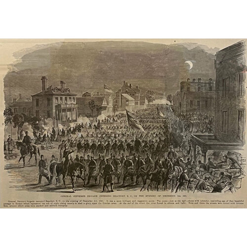 CIVIL WAR PRINT GENERAL STEVENS'S BRIGADE ENTERING BEAUFORT
