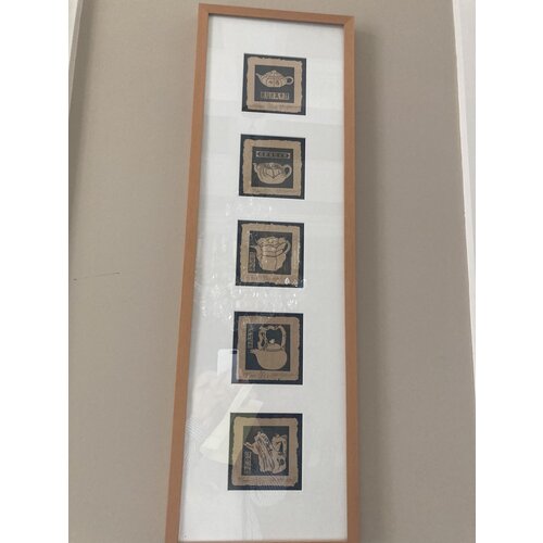 FIVE SIGNED PRINTS OF CHINESE TEAPOTS FRAMED TOGETHER FIVE SIGNED PRINTS OF CHINESE TEAPOTS FRAMED TOGETHER