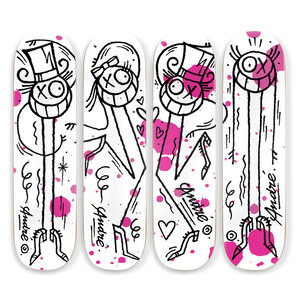 ANDRE SIGNED MENAGE A TROIS OU QUATRE SKATE DECK SET OF 4