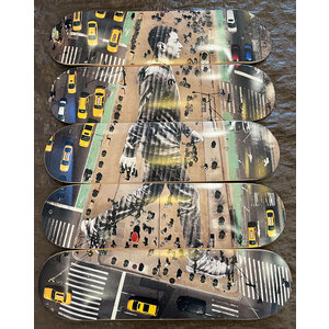 JR SIGNED MIGRANTS WALKING NEW YORK CITY SET OF FIVE SKATE DECKS