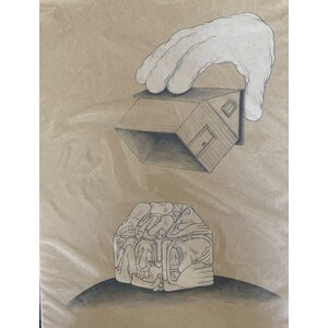 JEFF LADOUCEUR UNTITLED PRINT (HAND LIFTING HOUSE) JEFF LADOUCEUR UNTITLED PRINT (HAND LIFTING HOUSE)