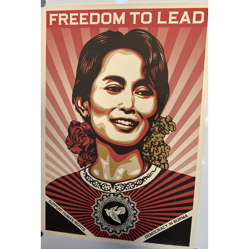 SHEPARD FAIREY SIGNED PRINT FREEDOM TO LEAD DEMOCRACY IN BURMA SHEPARD FAIREY SIGNED PRINT FREEDOM TO LEAD DEMOCRACY IN BURMA