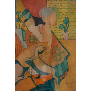 SIGNED PAINTING ON WOOD - COUPLE SIGNED PAINTING ON WOOD - COUPLE