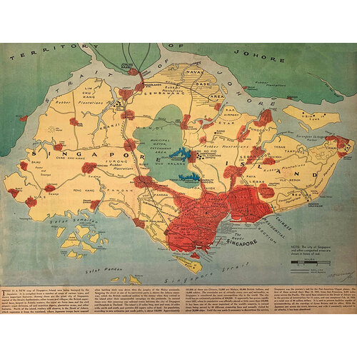 CHICAGO TRIBUNE W. H. WISNER SIGNED WWII SINGAPORE MAP CHICAGO TRIBUNE W. H. WISNER SIGNED WWII SINGAPORE MAP