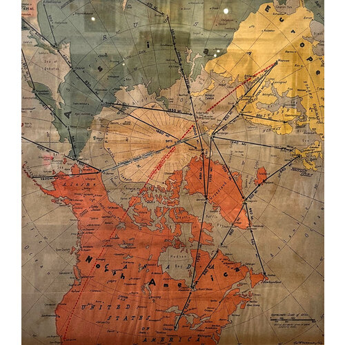 CHICAGO TRIBUNE W. H. WISNER SIGNED WII MAP OF NORTH AMERICA AIRLINE DISTANCES CHICAGO TRIBUNE W. H. WISNER SIGNED WII MAP OF NORTH AMERICA AIRLINE DISTANCES