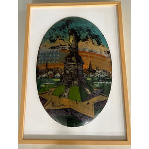 REVERSE PAINTED GLASS STATUE OF LIBERTY