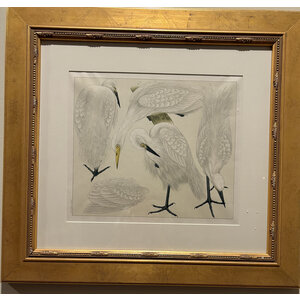 JAPANESE PRINT OF WHITE WADING BIRDS (NO. 1)