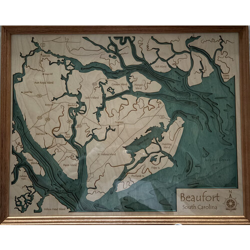 BEAUFORT SOUTH CAROLINA WOOD RELIEF MAP BEAUFORT SOUTH CAROLINA WOOD RELIEF MAP