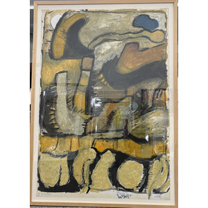 LARGE ABSTRACT PAINTING TAN AND GOLD LARGE ABSTRACT PAINTING TAN AND GOLD