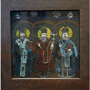 ROMANIAN ORTHODOX  ICON OF THREE HOLY HIERARCHS