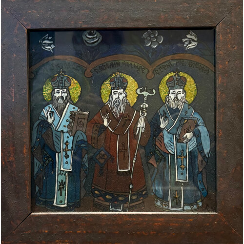 ROMANIAN ORTHODOX ICON OF THREE HOLY HIERARCHS ROMANIAN ORTHODOX ICON OF THREE HOLY HIERARCHS