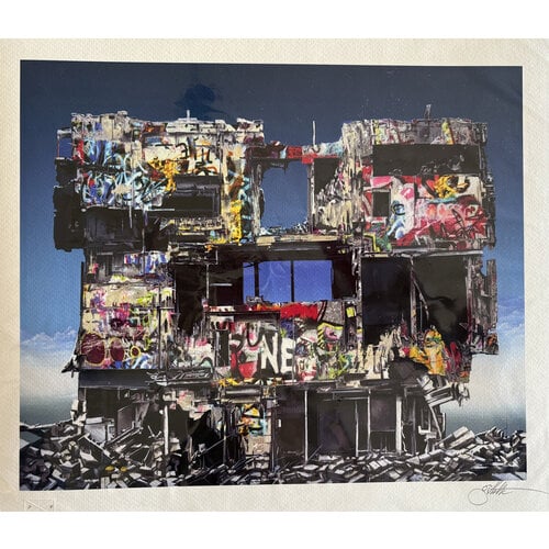 JEFF GILLETTE SIGNED PRINT RUINED BUILDINGS OF THE FUTURE #3 JEFF GILLETTE SIGNED PRINT RUINED BUILDINGS OF THE FUTURE #3
