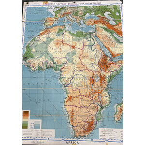 DENOYER-GEPPERT PHYSICAL-POLITICAL MAP OF AFRICA 1948 EDITION