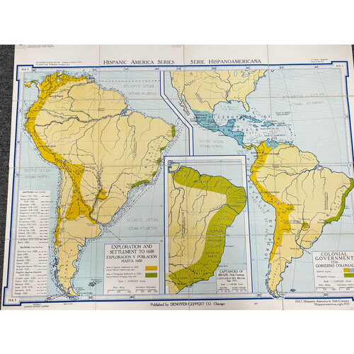 DENOYER-GEPPERT MAP: HA 5 HISPANIC AMERICA IN 16TH CENTURY