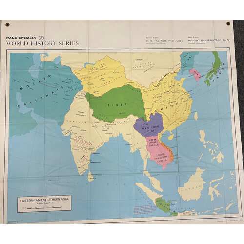 RAND MCNALLY WORLD HISTORY SERIES MAP EASTERN & SOUTHERN ASIA ABOUT 750 A.D.