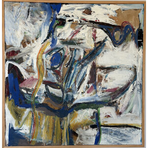 LARGE ABSTRACT PAINTING WHITE BROWN AND GOLD LARGE ABSTRACT PAINTING WHITE BROWN AND GOLD