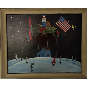 SIGNED PRIMITIVE PAINTING OF A WINTER NIGHT