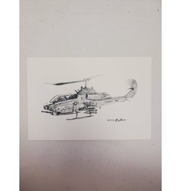 AH-2W Pen and Ink Print