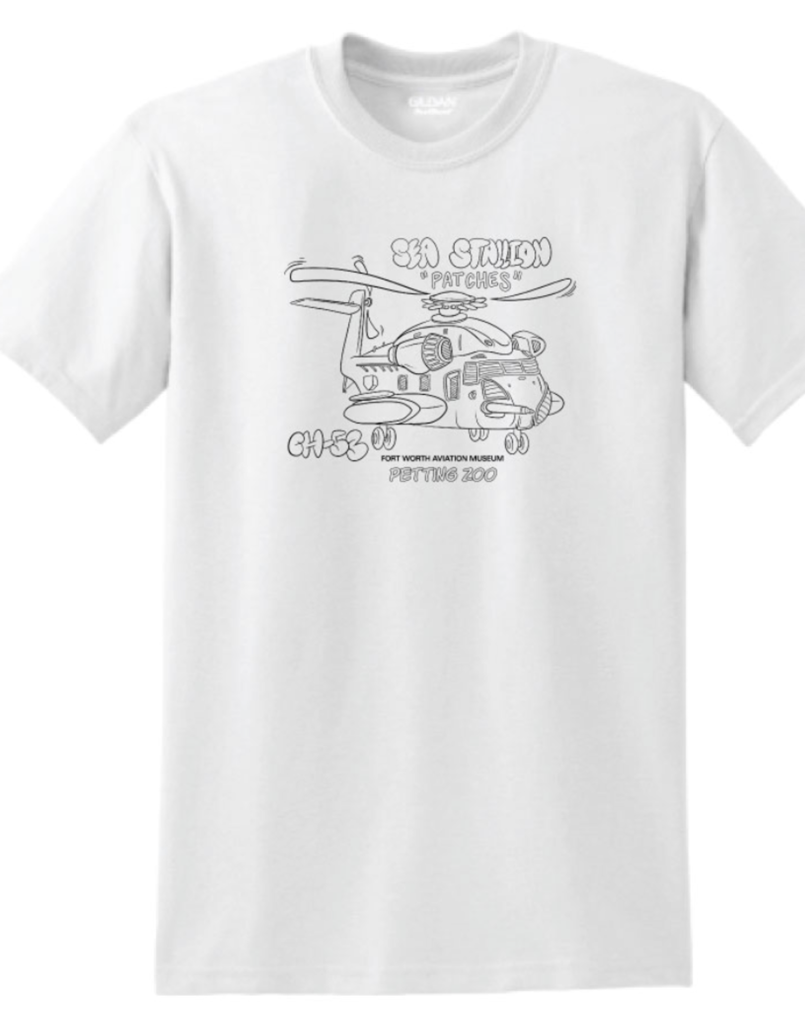 Gildan 5000 Patches T-Shirt White Youth L