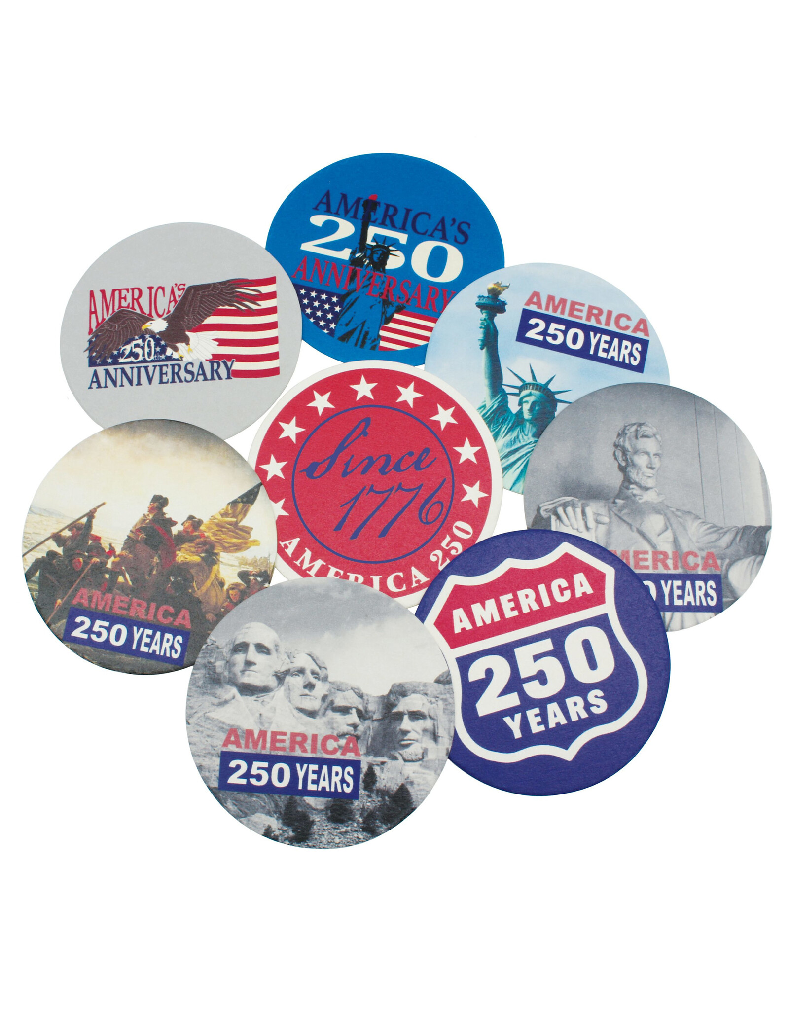 America 250 Round Paper Coasters Set