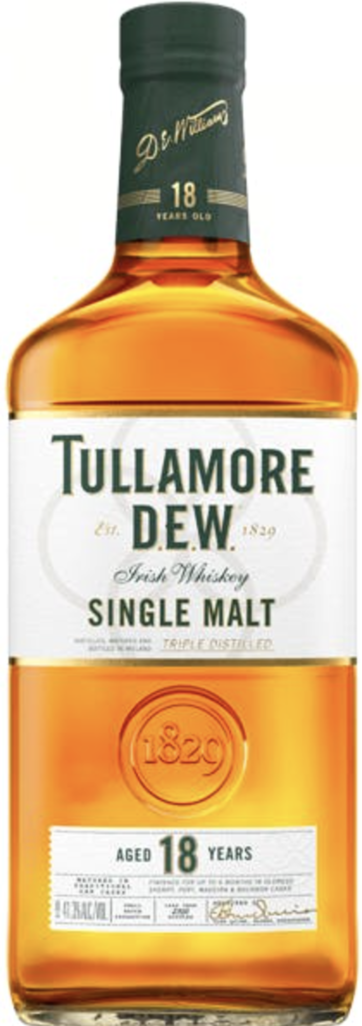 Irish Whiskey Irish Whiskey, "18yr single malt" Tullamore Dew, 750mL