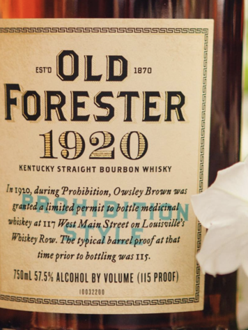 Bourbon Bourbon, "1920 Prohibition Style" Old Forester, 750mL