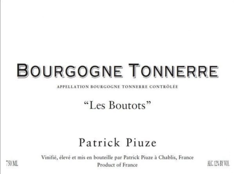 White Burgundy Bourgogne Blanc "Tonnerre Les Boutots", Patrick Piuze, Burgundy, FR, 2022