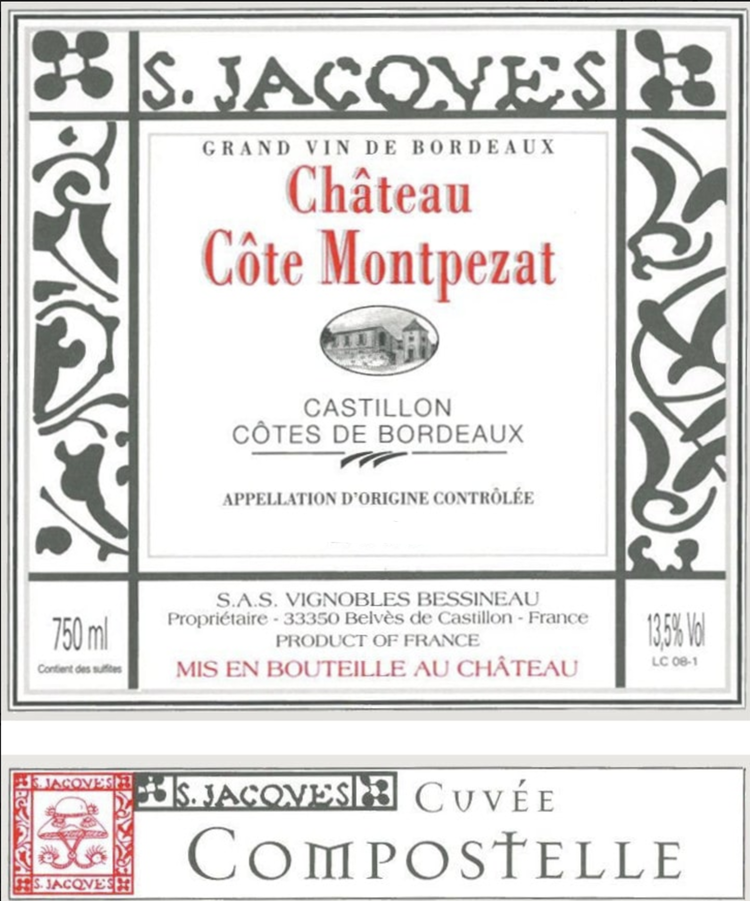 Bordeaux Château Cote Montpezat "Cuvée Compostelle", Castillon-Côtes de Bordeaux, FR, 2023 (FUTURES) 6pk x 750mL