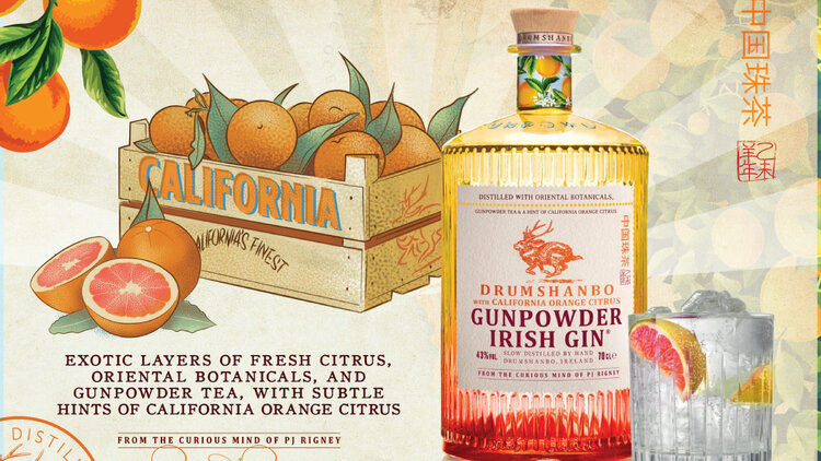 Gin Irish Gin "California Orange Citrus", Drumshanbo Gunpowder, 750mL