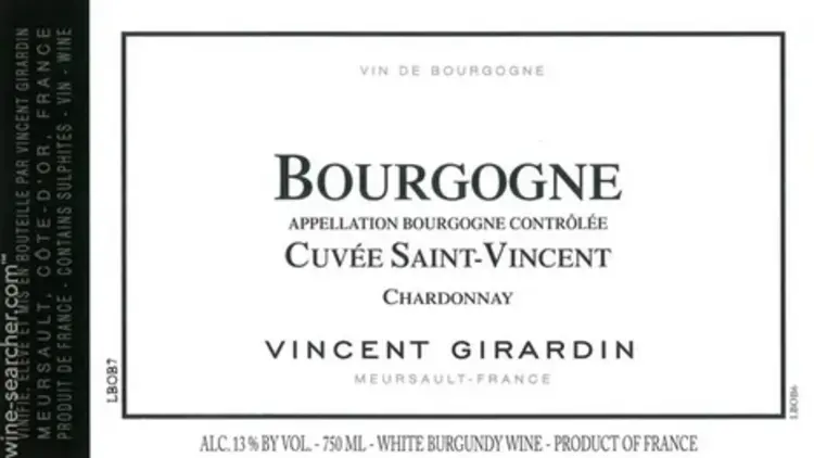 White Burgundy Bourgogne Blanc, "Cuvee Saint-Vincent", Girardin, Burgundy, FR, 2021