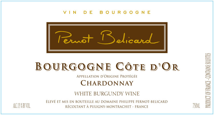 White Burgundy Bourgogne Blanc "Cote d'Or," Pernot Belicard, FR 2023