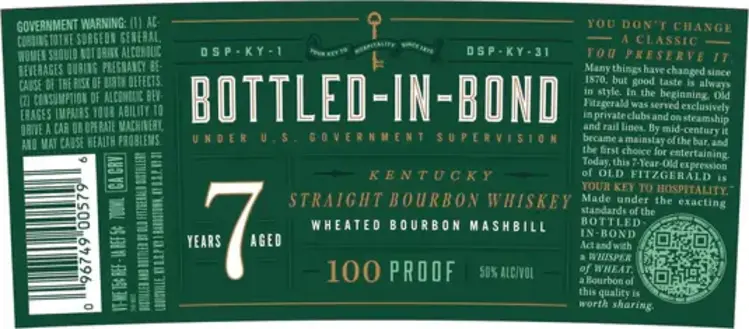 Bourbon Bourbon, "Bottled In Bond 7 Year", Old Fitzgerald, 700mL