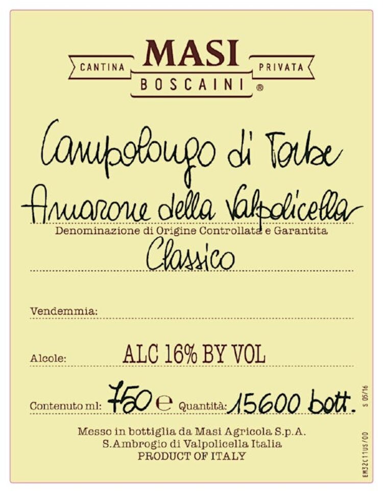 Amarone Amarone "Campolongo Torbe", Masi, IT, 2016