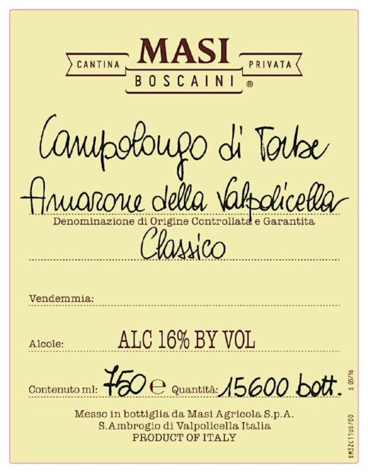 Amarone Amarone "Campolongo Torbe", Masi, IT, 2016
