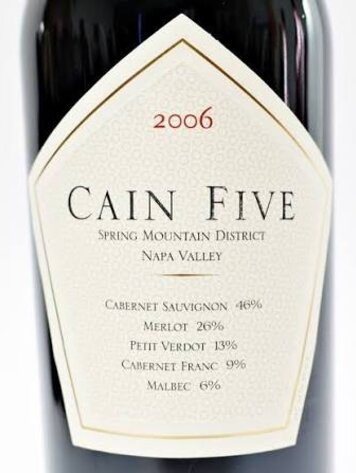Red Blend Red Blend, Cain Five, Cain Vineyards, Napa Valley, CA, 2006
