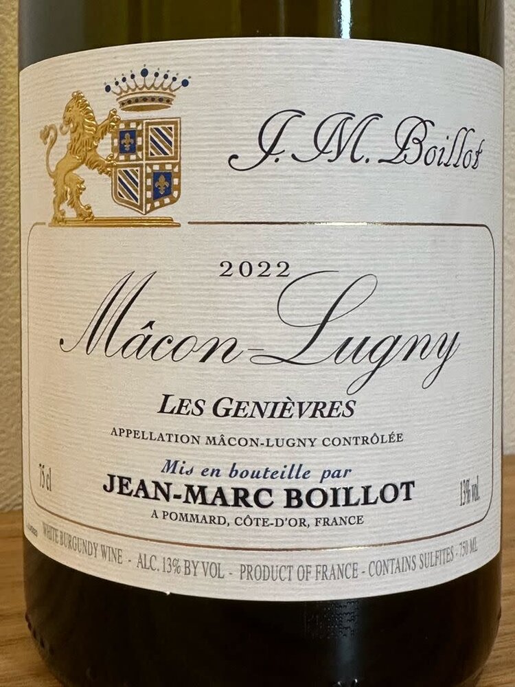 White Burgundy Mâcon-Lugny “Les Genievres”, Jean-Marc Boillot,  Maconnais, Burgundy, FR, 2022