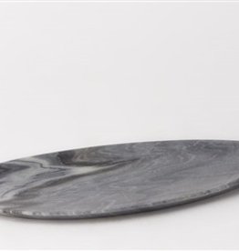 BIDK Home Small Grey Stone Asymmetrical Platter - Dark Grey