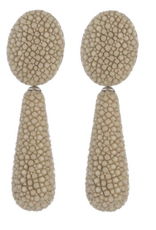 Vivo Latte Shagreen Oval Drop Earrings