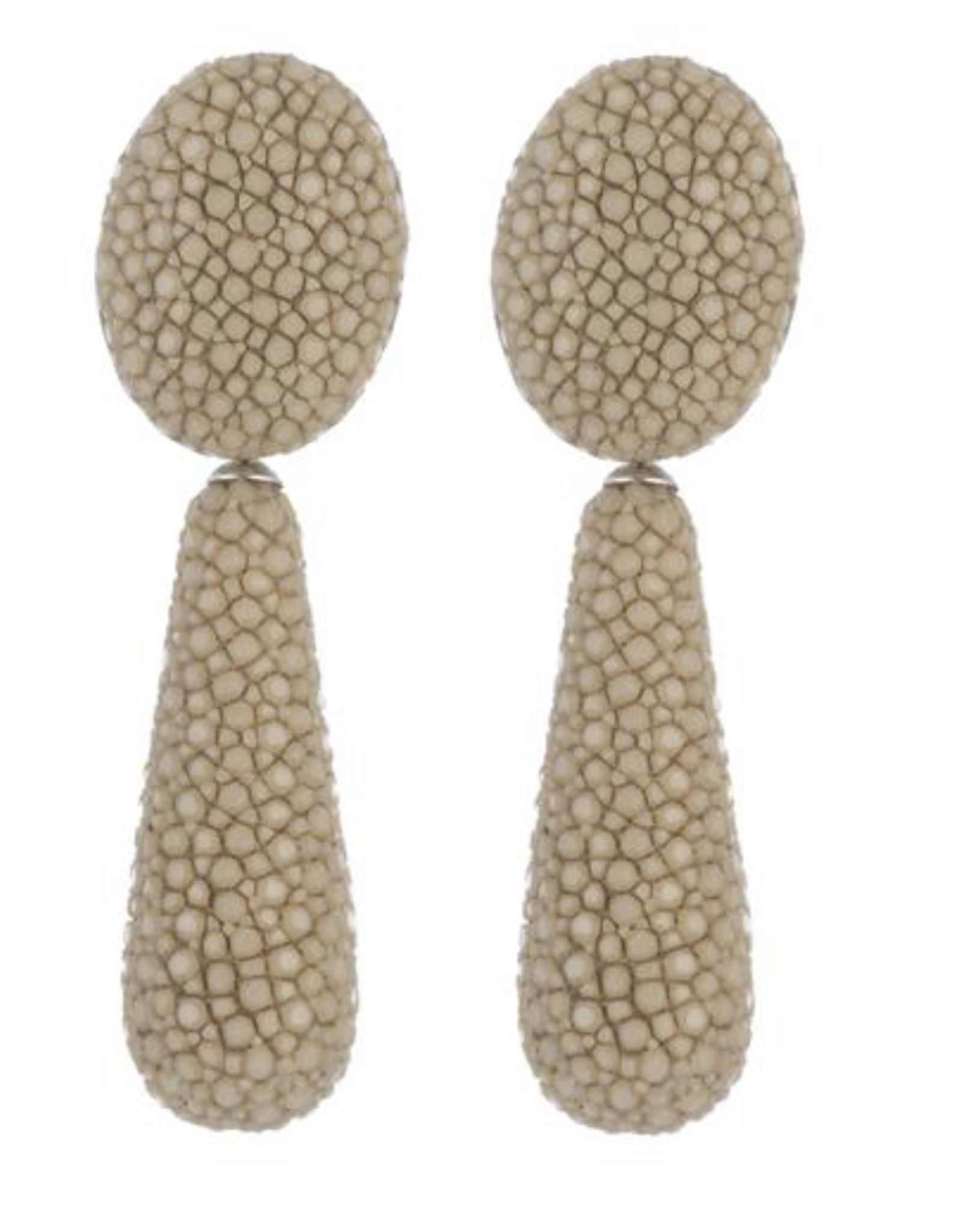 Vivo Latte Shagreen Oval Drop Earrings