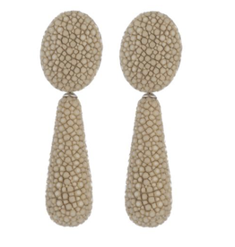 Vivo Latte Shagreen Oval Drop Earrings