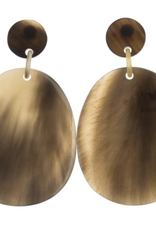 Vivo Buffalo Horn Large Flat Oval Earrings