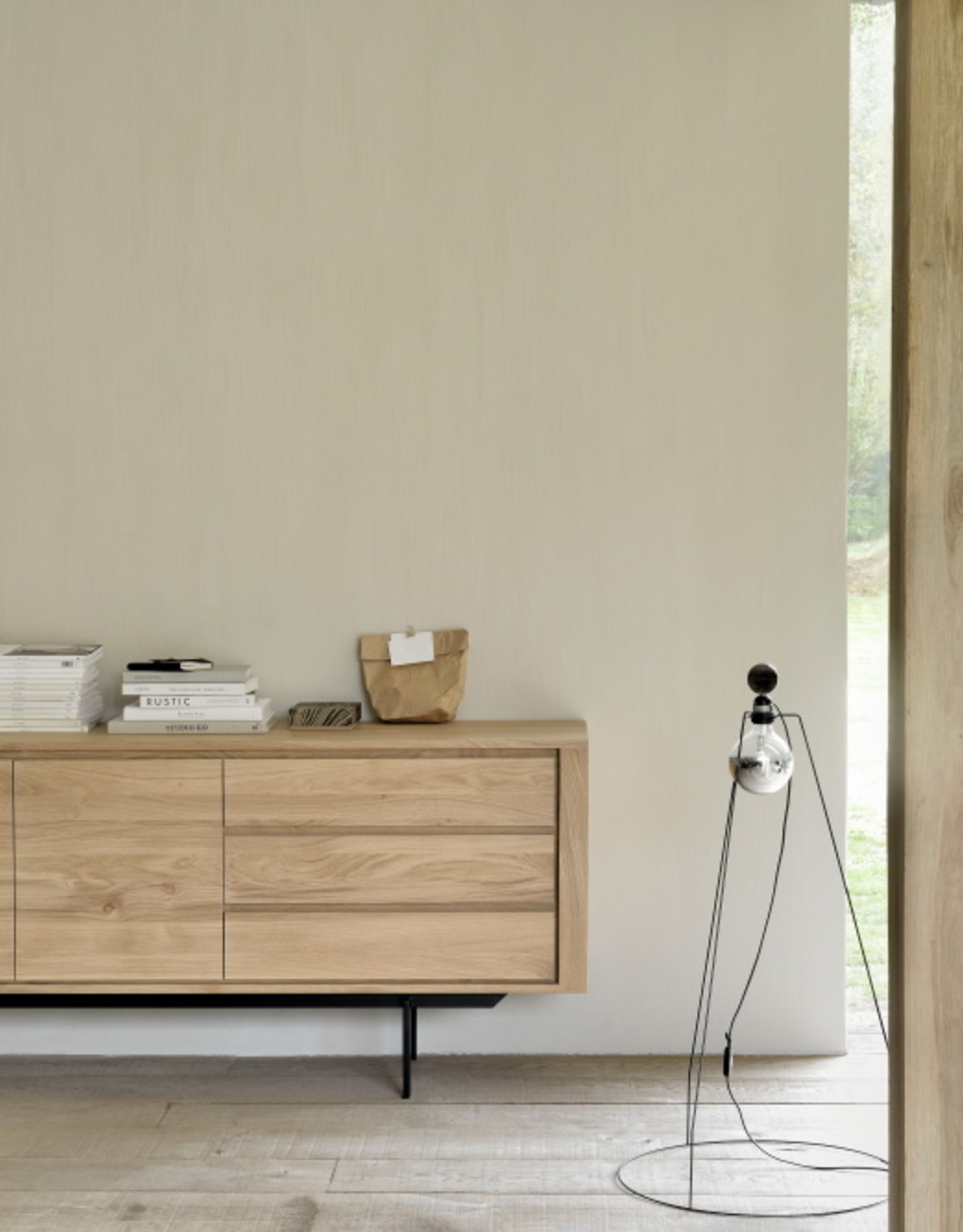 Oak Shadow Sideboard - 2 Doors - 3 Drawers - Metal Legs