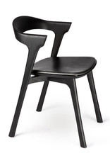 Oak Bok Black Dining Chair - Black Leather - Varnished