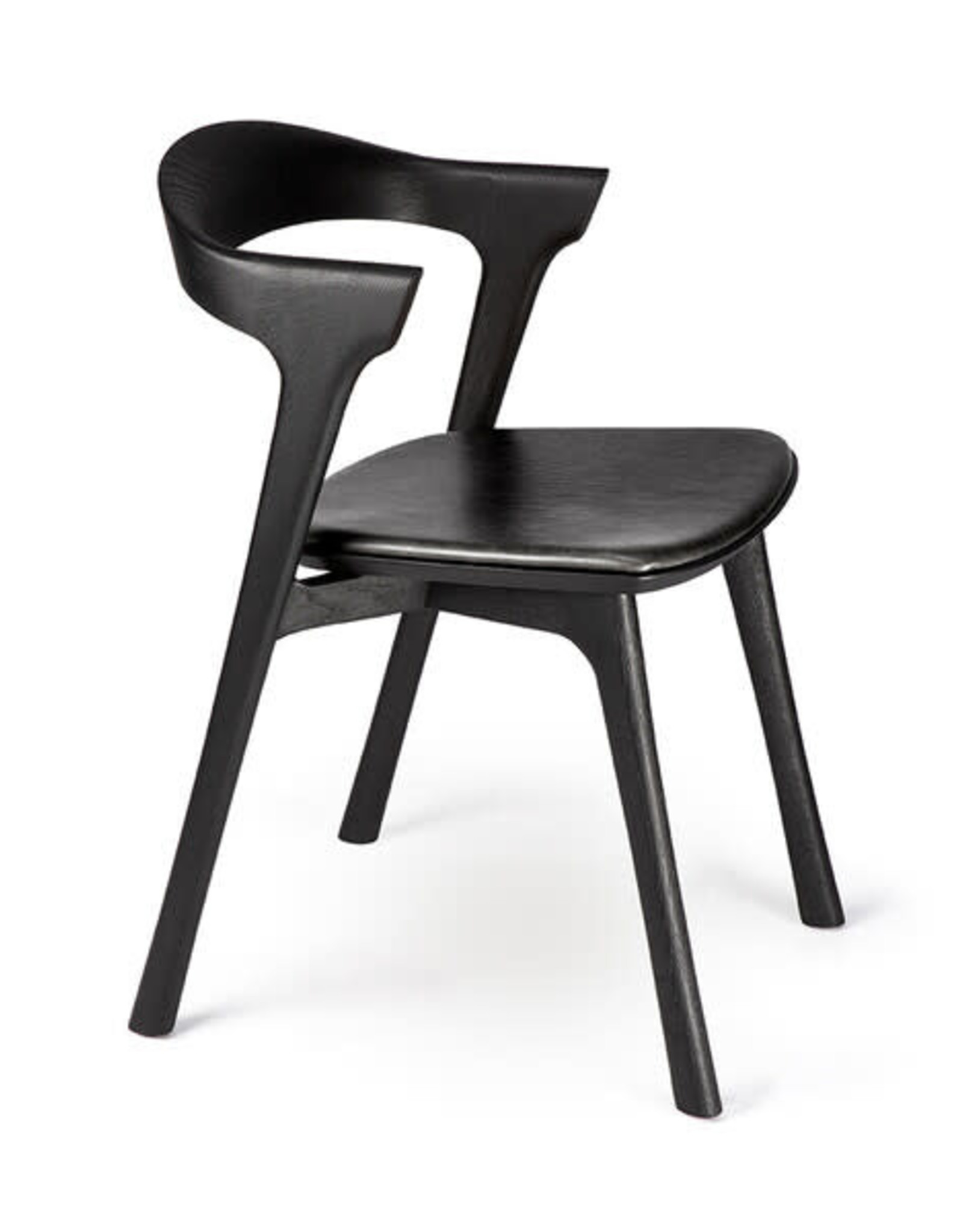 Oak Bok black dining chair - black leather - Varnished